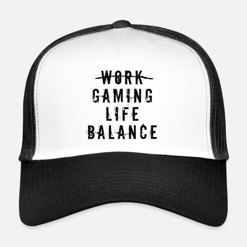 gaming life balance - Trucker Cap - white/black