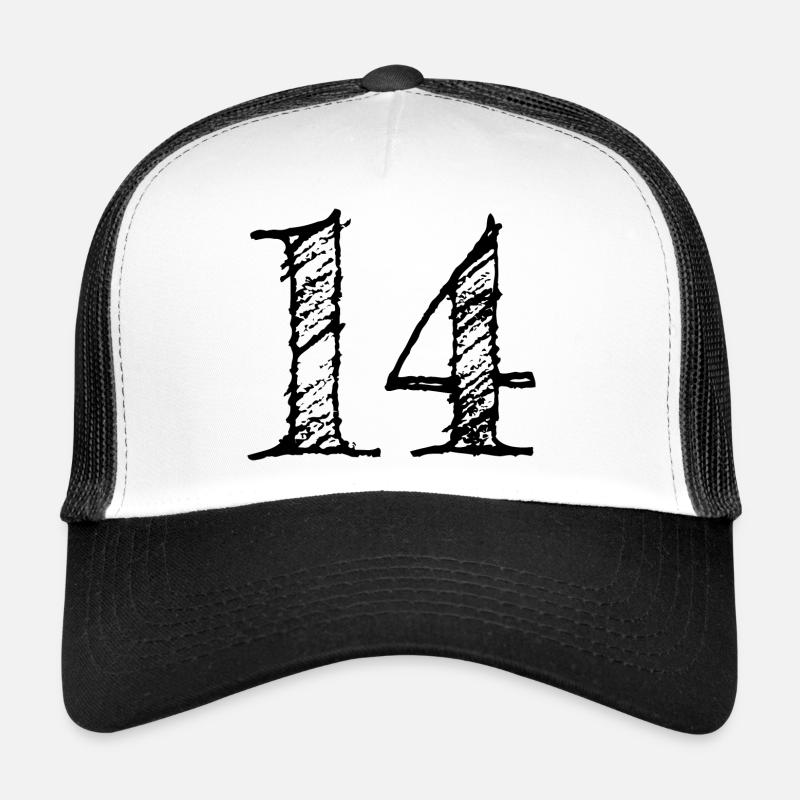 Abbildung 144 - Nummer 14 (hand-drawn) - Trucker Cap - Weiß/Schwarz