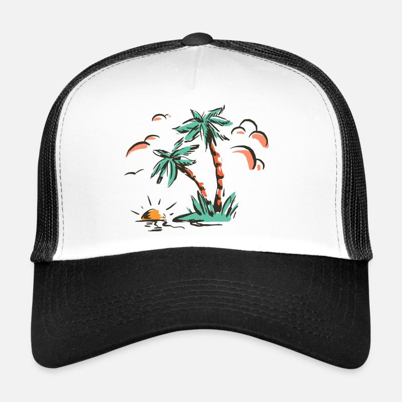 Palm trees beach sun summer Trucker Cap