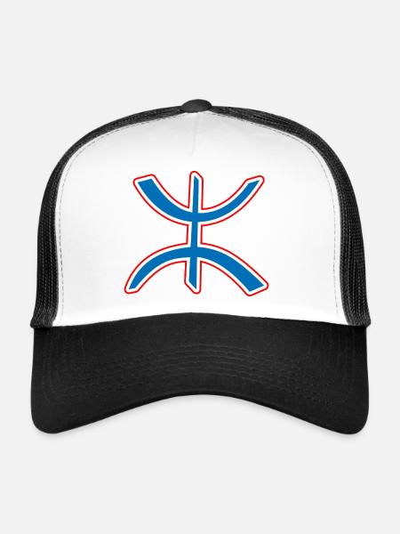 Berbère Amazigh - Casquette trucker  - blanc/noir - Devant