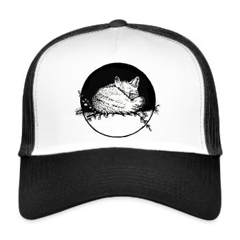 Dessin / calligraphie - Renard (enroulé) - Casquette trucker  - blanc/noir - Devant