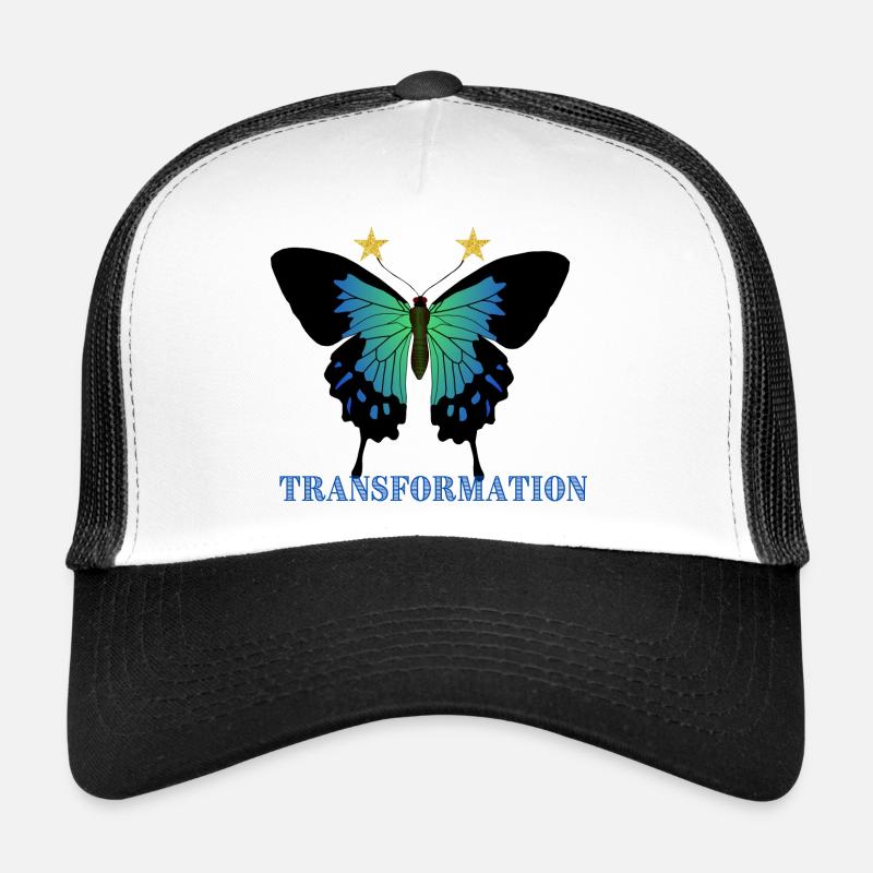 Transformation, schöner Schmetterling, Motivation - Trucker Cap - Weiß/Schwarz