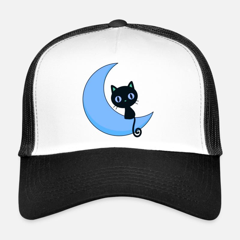 mignon chat avec lune,chat,lune Casquette trucker 