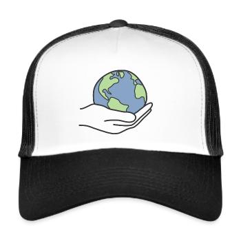 Erde Welt Klimaschutz - Trucker Cap - Weiß/Schwarz - Vorne