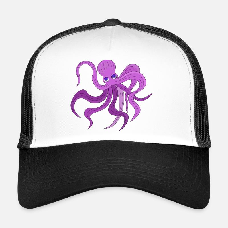 A fluffy octopus swinging tentacles - Trucker Cap - white/black
