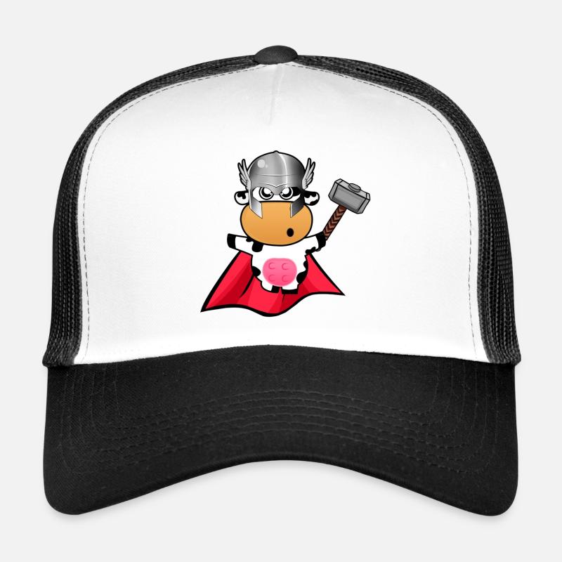 Vache Thor - Casquette trucker  - blanc/noir