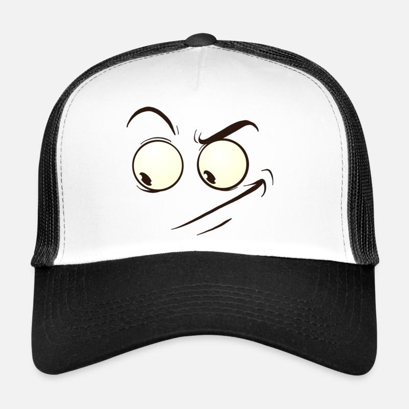 cynical face cartoon - Trucker Cap - Weiß/Schwarz