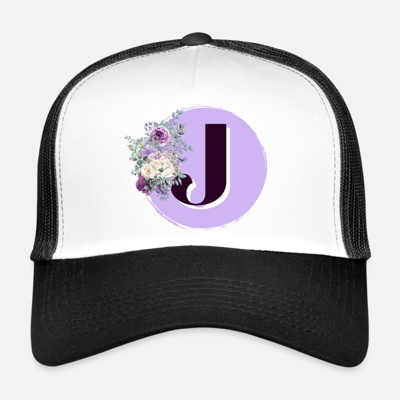 lettre J Couronne de fleurs Casquette trucker 