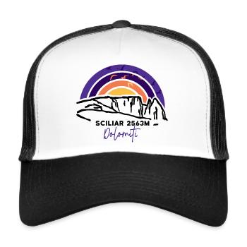 Sciliar Schlern Dolomiten Wandern Berg Klettern - Trucker Cap - Weiß/Schwarz - Vorne