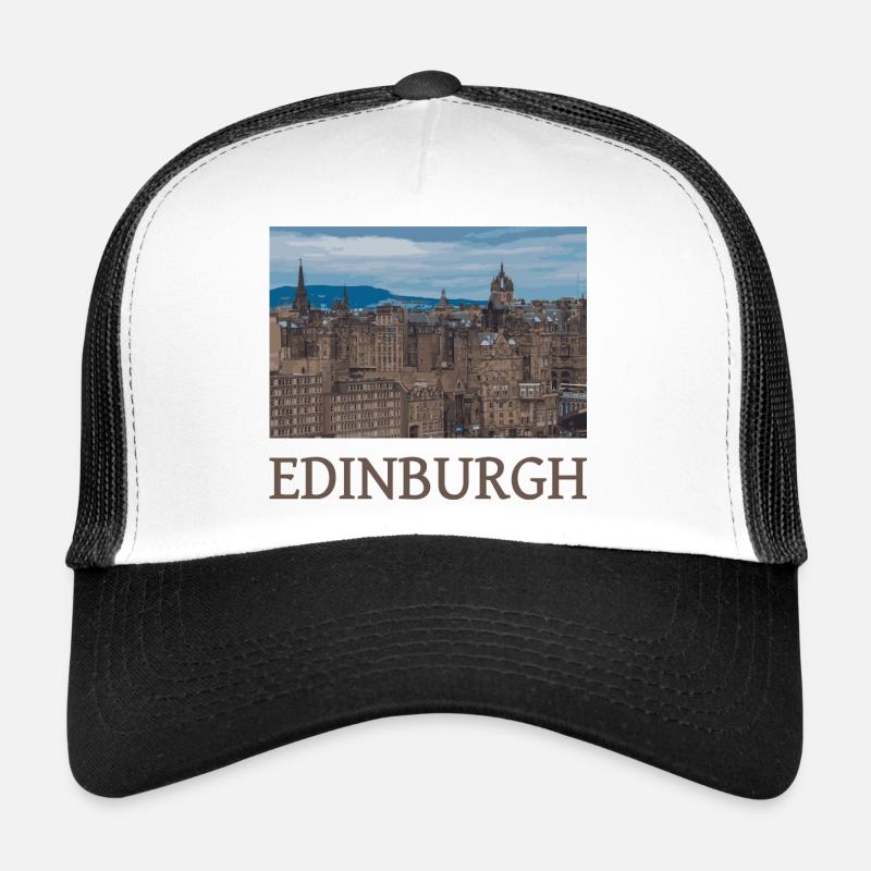 Edimbourg - Casquette trucker  - blanc/noir