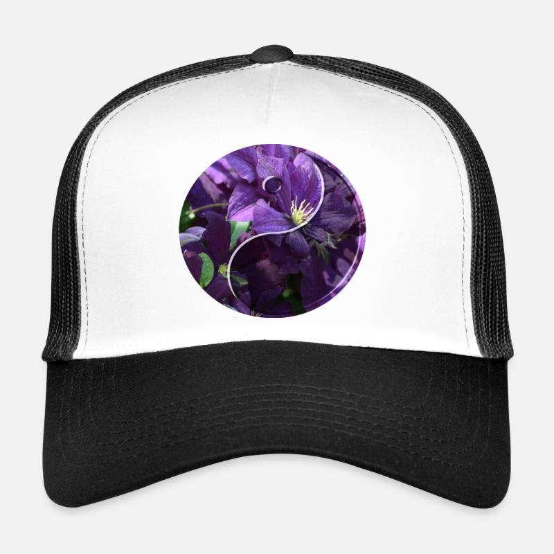 Flowers yin yang - Trucker Cap - white/black
