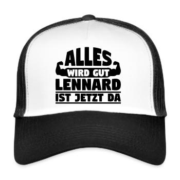 Alles wird gut Lennard ist jetzt da - Trucker Cap - Weiß/Schwarz - Vorne