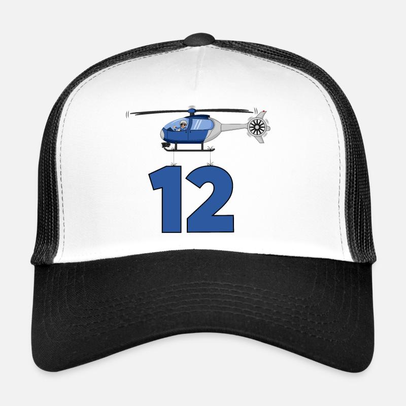 Helicopter 12th birthday Trucker Cap
