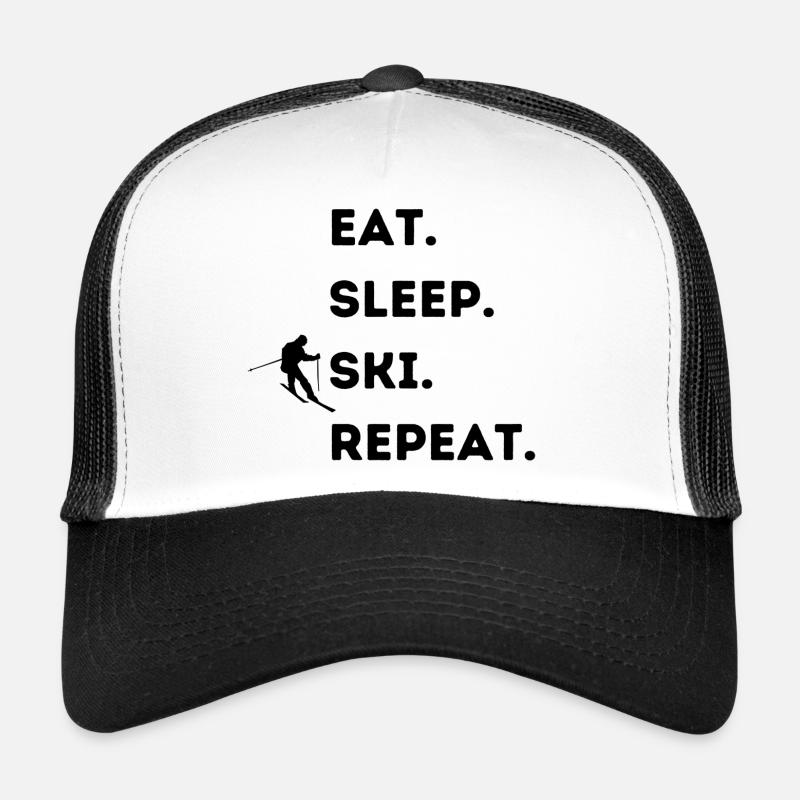 Eat. Sleep. Ski. Repeat. - Trucker Cap - Weiß/Schwarz
