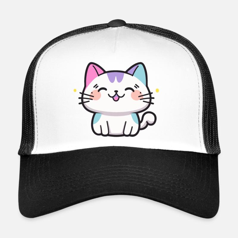 Chat mignon - Casquette trucker  - blanc/noir