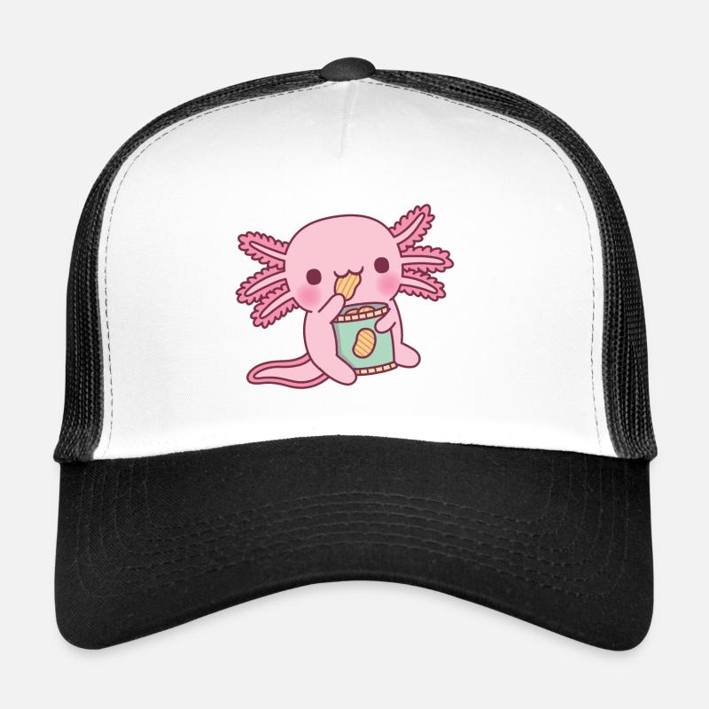 Cute Axolotl Eating Potato Chips Trucker Cap