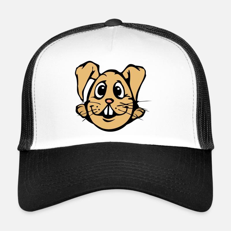 Hasi ! comic Hase Ei lustig Eierkopf Ostern  - Trucker Cap - Weiß/Schwarz