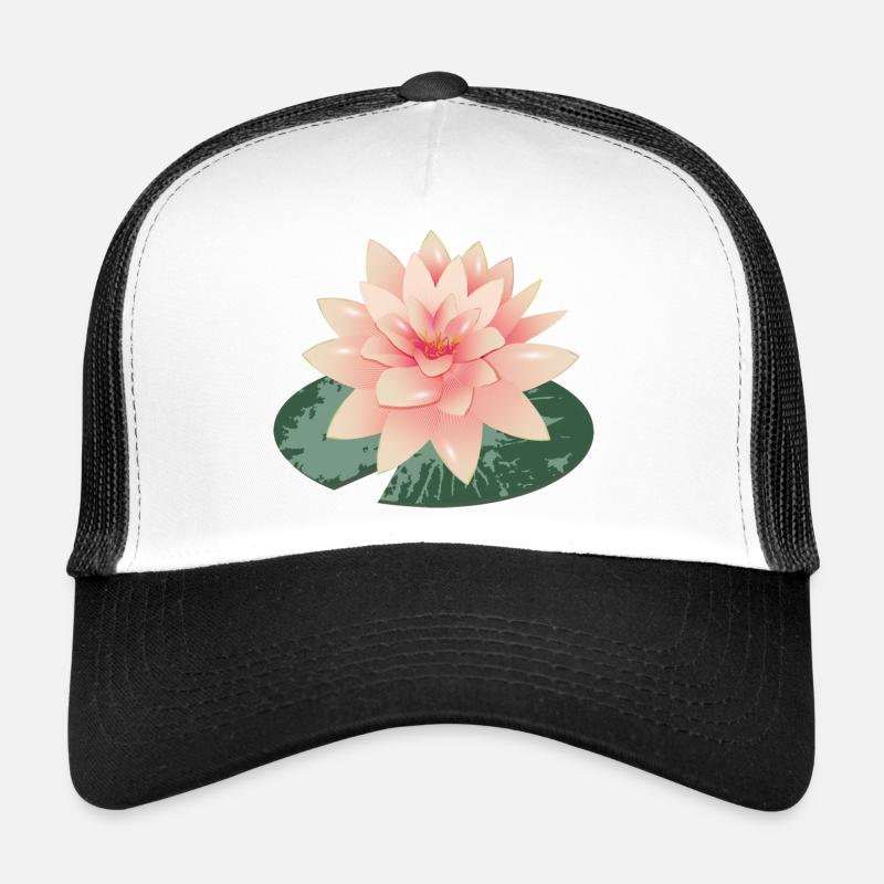 Beau nénuphar avec pétale de nénuphar vert Casquette trucker 