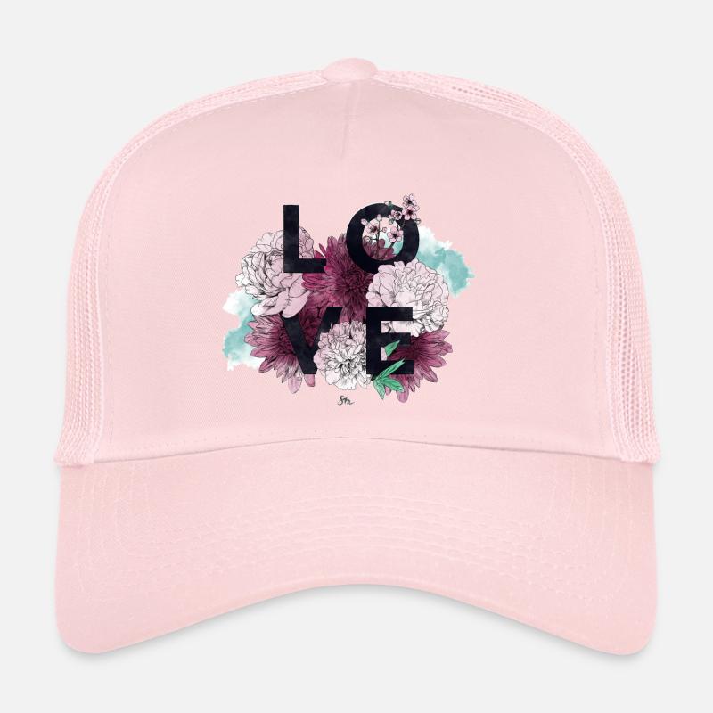 Amour et Fleurs en Rose Casquette trucker 