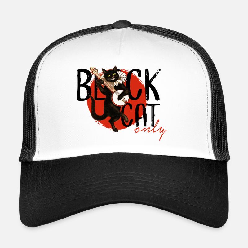 Schwarze Katze. Chat noir rétro. Trucker Cap