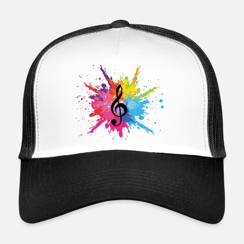 Music and multicolored explosion (black) Trucker Cap