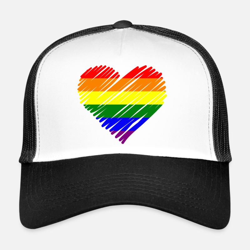 Rainbow Pride Heart Trucker Cap