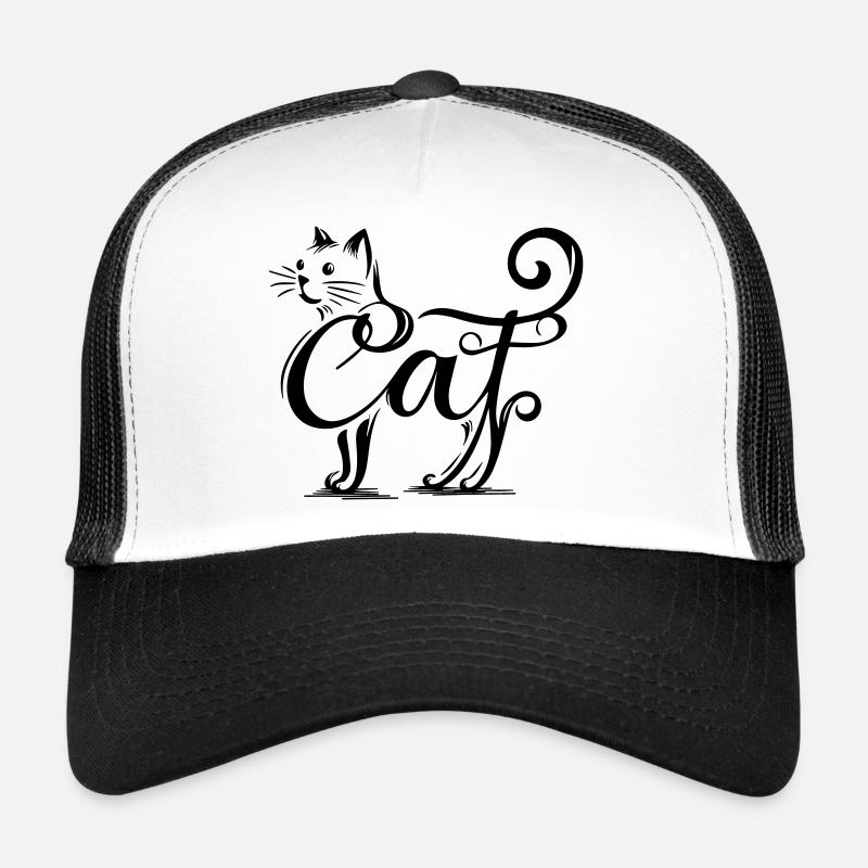 Feline Overlay - Fused Cat - Trucker Cap - white/black