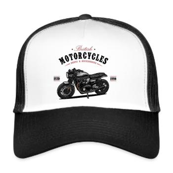 Modern Classic // Custom // Motorcycle - Trucker Cap - white/black - Front