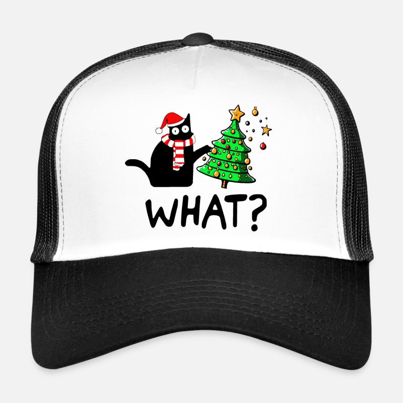 Naughty Cat Christmas Tree Cat Mom Gift Trucker Cap