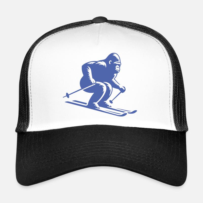 Singe Gorille Chimpanzé Ski Silhouette Design Casquette trucker 