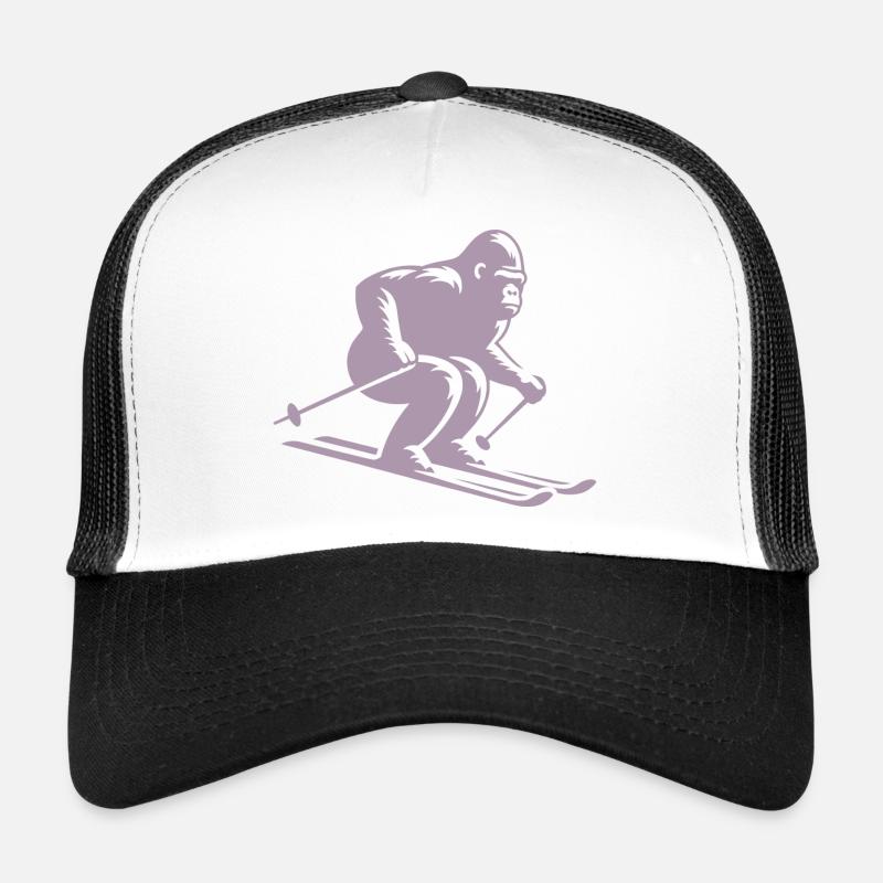 Singe Gorille Chimpanzé Ski Silhouette Design Casquette trucker 