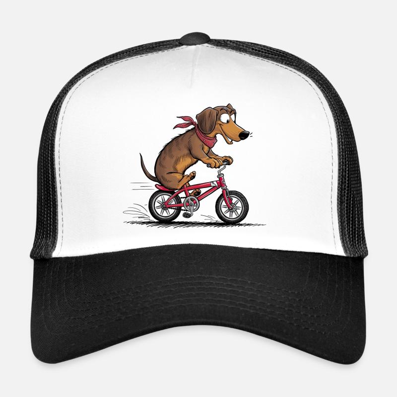Dachshund with bicycle - Trucker Cap - white/black