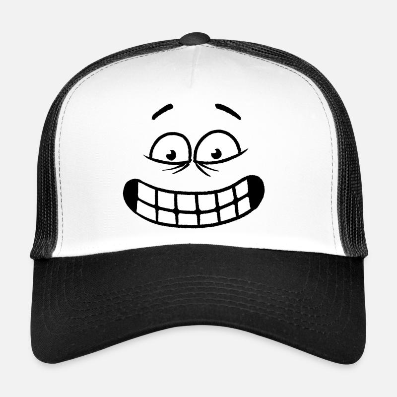 Lustiges Cartoon-Gesicht Unschuldig - Trucker Cap - Weiß/Schwarz