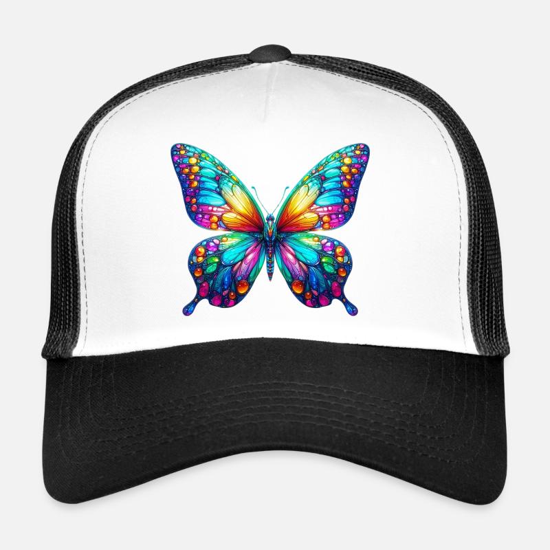 Schmetterling - Trucker Cap - Weiß/Schwarz