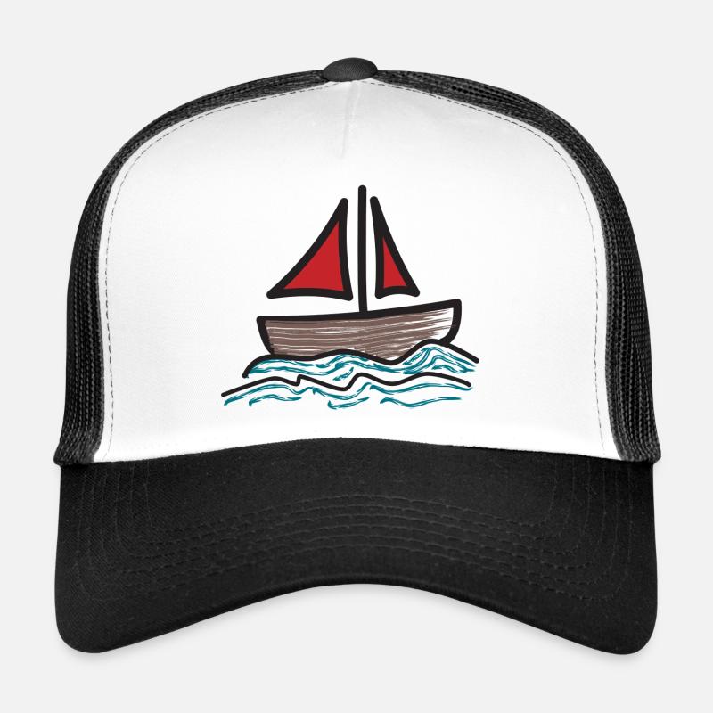 Ship, Sailing, Boat - Trucker Cap - white/black