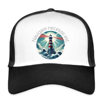 navigare necesse est - Trucker Cap - Weiß/Schwarz - Vorne