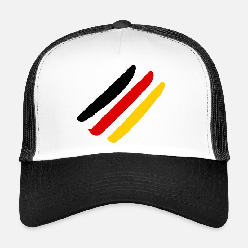 Drapeau allemand - Style Stripes - Casquette trucker  - blanc/noir