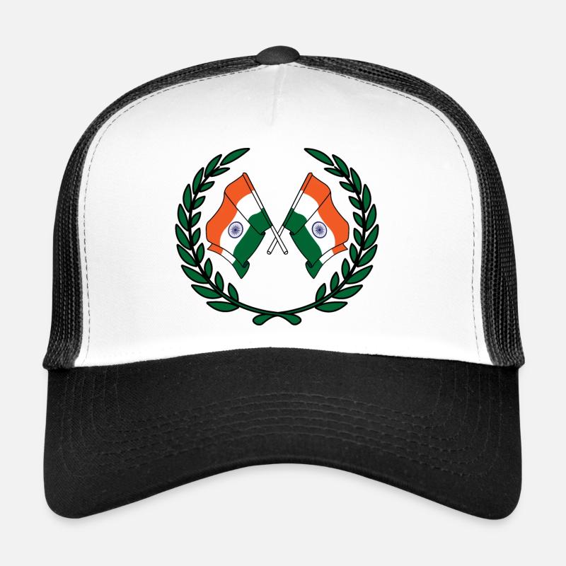 Flags India in laurel wreath Trucker Cap