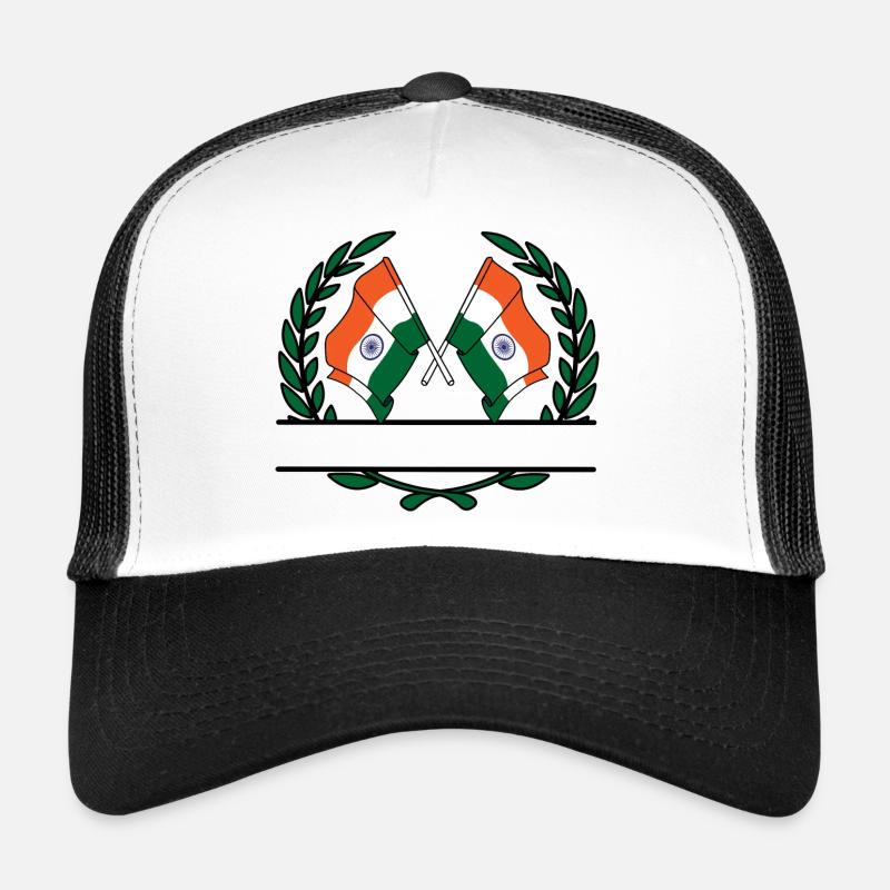 Flags India laurel wreath banner Trucker Cap