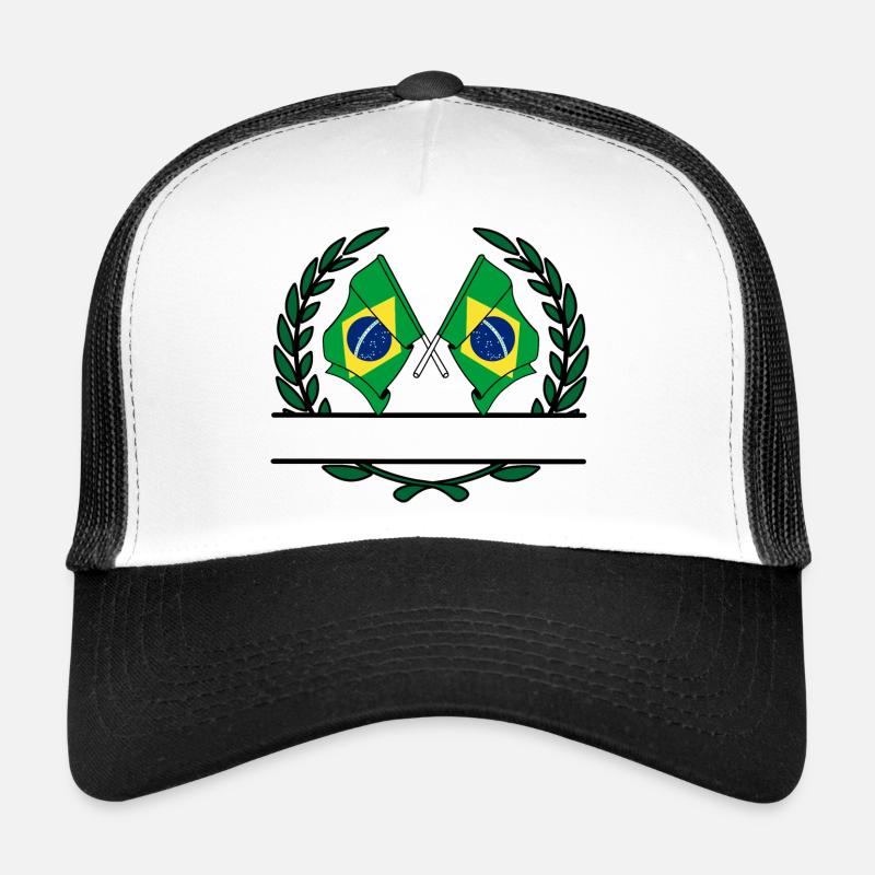 Drapeaux Brésil bannière couronne de laurier Casquette trucker 