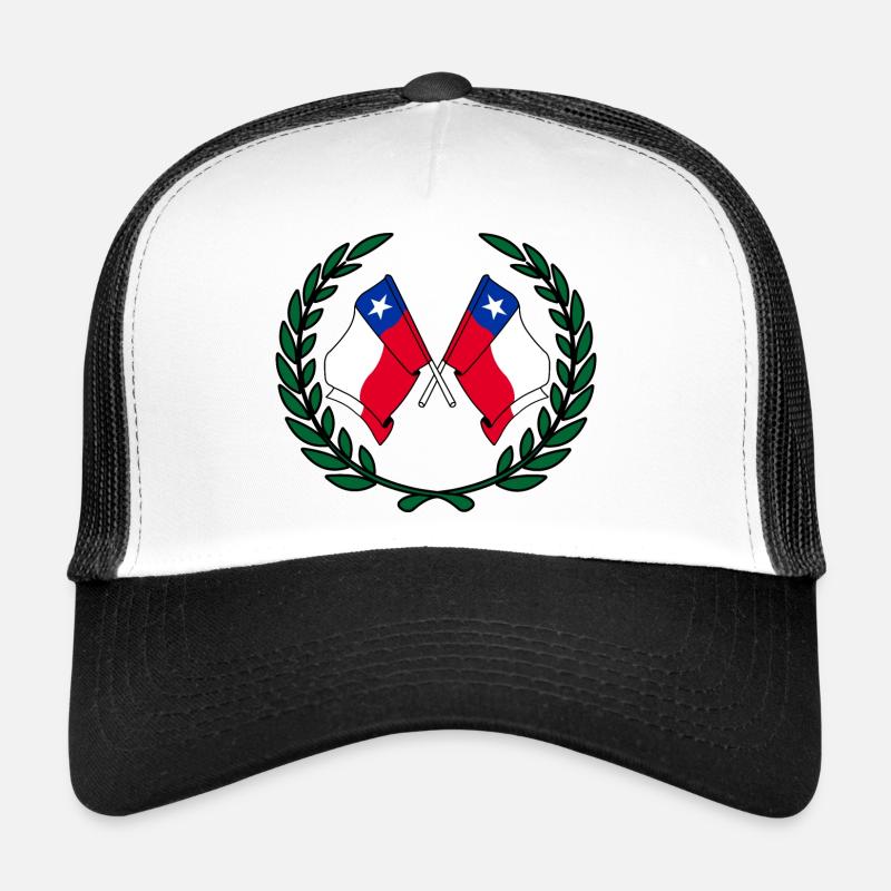 Flags Chile in laurel wreath Trucker Cap