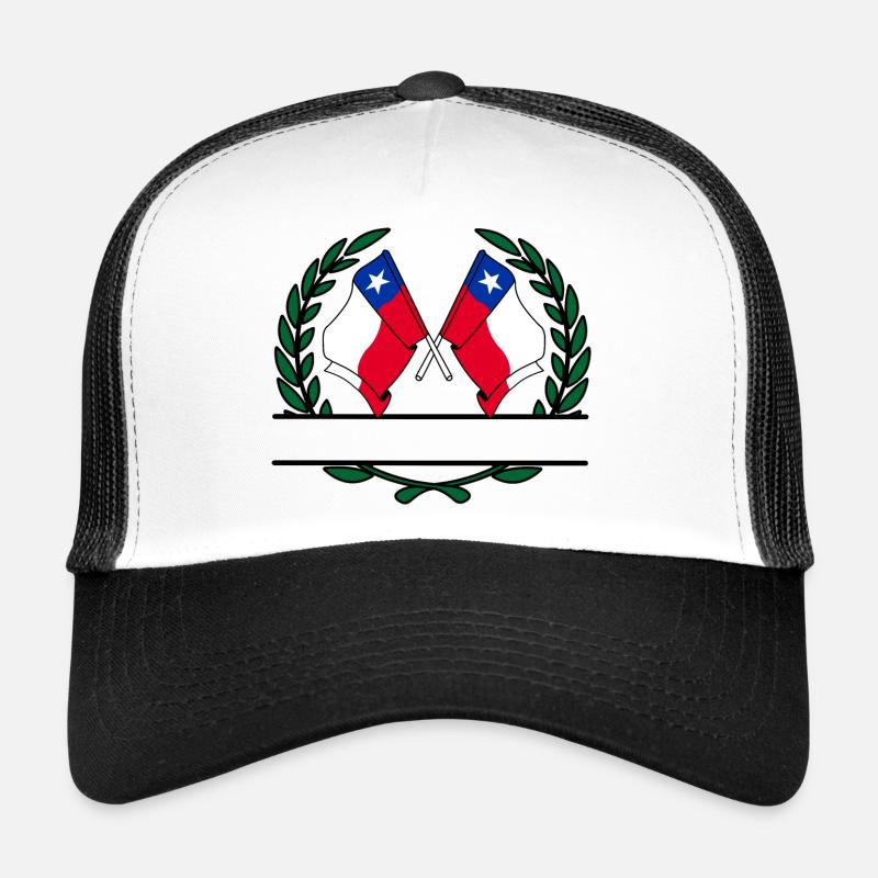 Flags Chile laurel wreath banner Trucker Cap