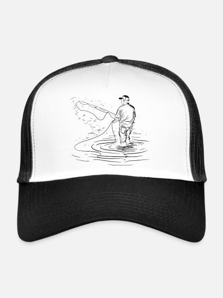 Dessin de pêche - Casquette trucker  - blanc/noir - Devant