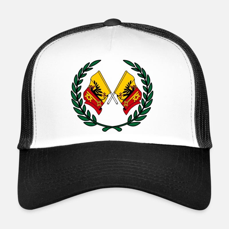 Flaggen Kanton oder Genf Schweiz Lorbeerkranz Trucker Cap