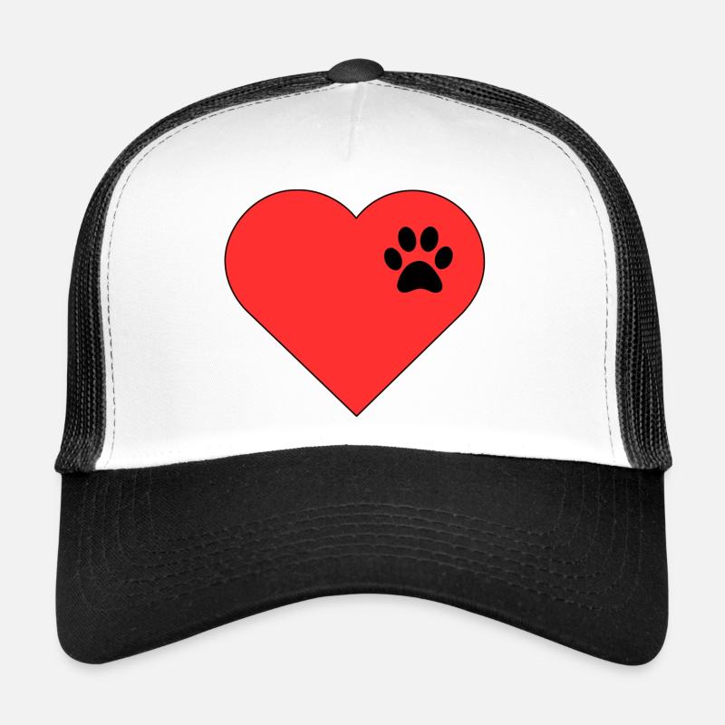 Vorlage herz Pfotenabdruck Design - Trucker Cap - Weiß/Schwarz