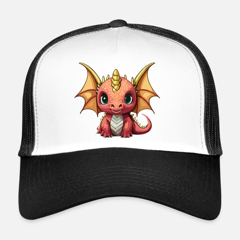 Drache Orange - Trucker Cap - Weiß/Schwarz