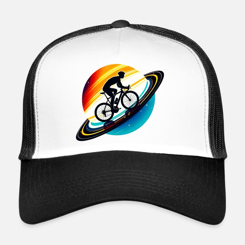 Cycliste sur Saturne - Casquette trucker  - blanc/noir