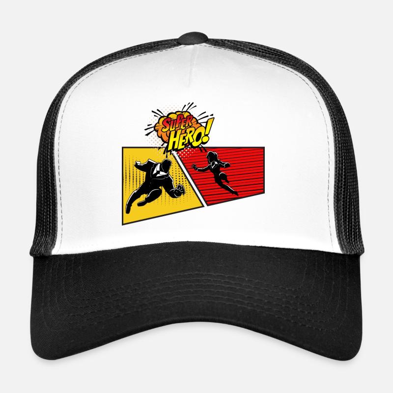 Superhero Pop Art Panel - Trucker Cap - white/black