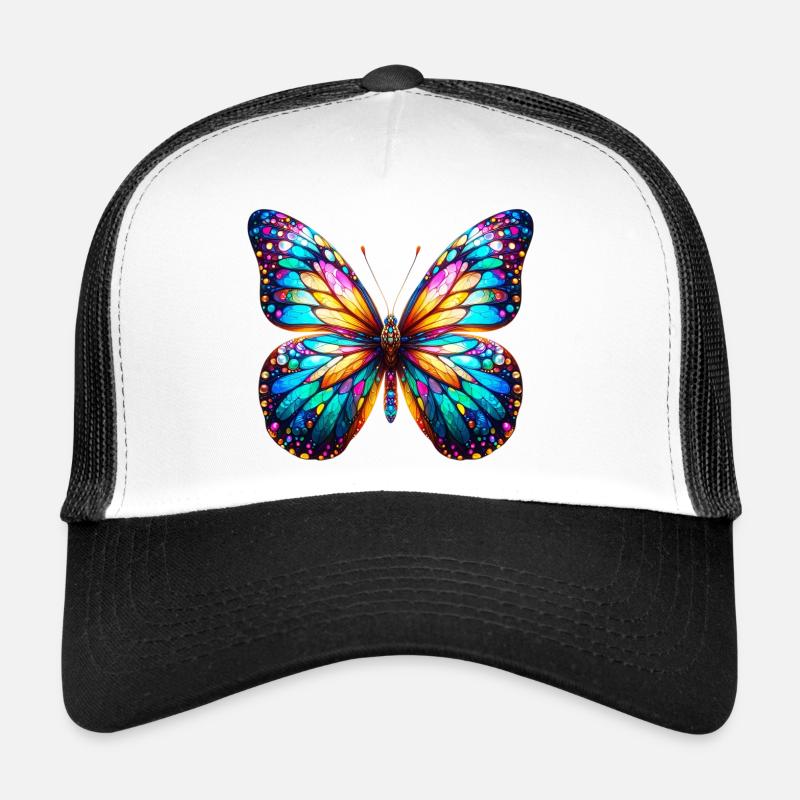 Schmetterling - Trucker Cap - Weiß/Schwarz