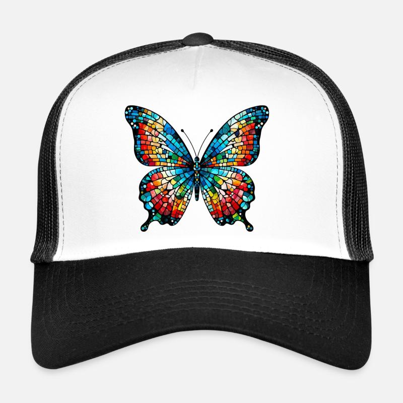 Schmetterling - Trucker Cap - Weiß/Schwarz